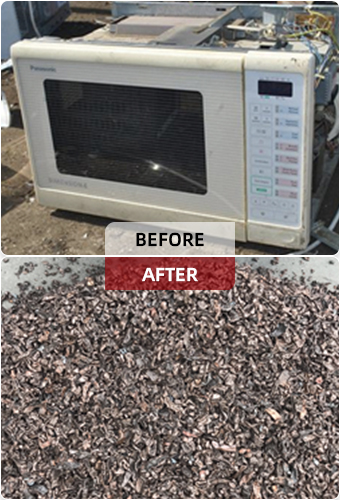Comparison of materials before and after processing