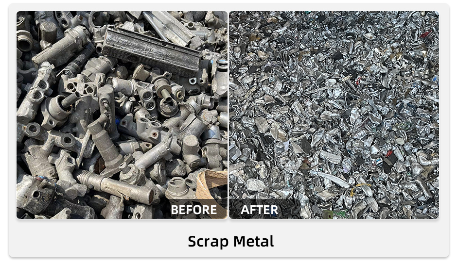 Comparison of materials before and after processing